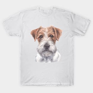 Rough Coated Jack Russell Terrier Watercolor Art T-Shirt